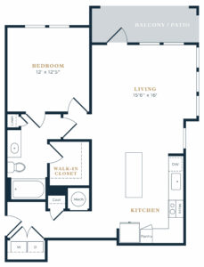 Blossom into a New Comfort Level - A3 One-Bedroom Luxury Apartment Floor Plan